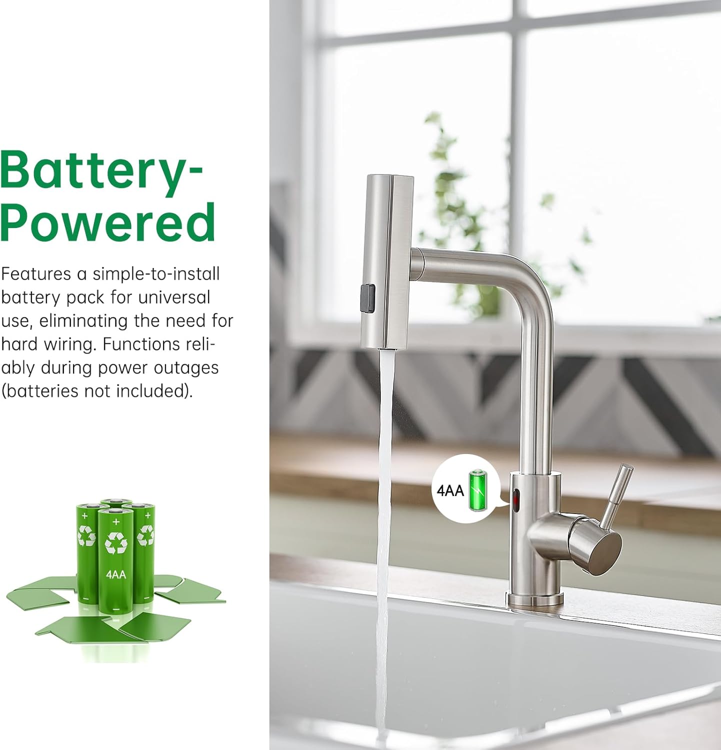 Cenosa Touchless Kitchen Faucet with Motion Sensor and Pull Down Sprayer, Brushed Nickel