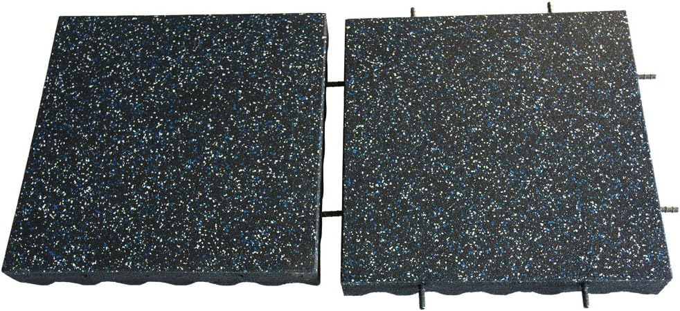 Rubber-Cal Eco-Safety Interlocking Playground Tile, 3" Thick, 19.5" x 19.5", Blue/White Speckled, Single Tile Covers 2.77 sq. ft.
