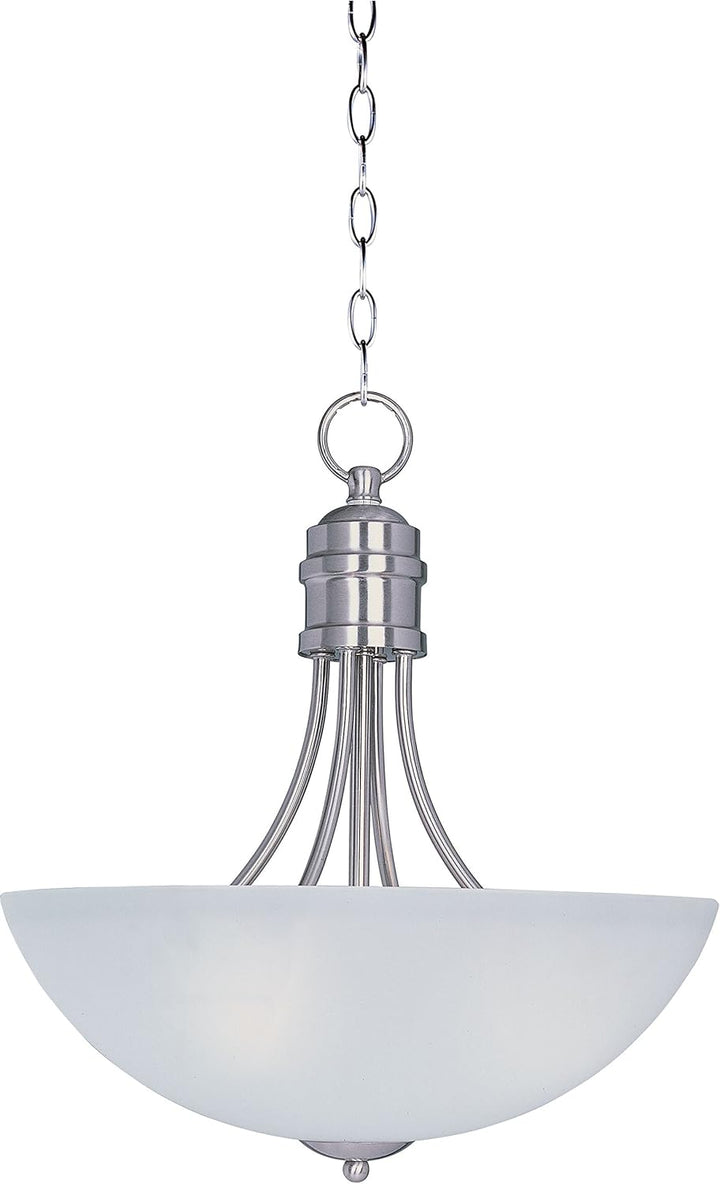 Maxim Lighting Logan Satin Nickel Frosted Glass 3-Light Bowl Pendant, 15.5" Width