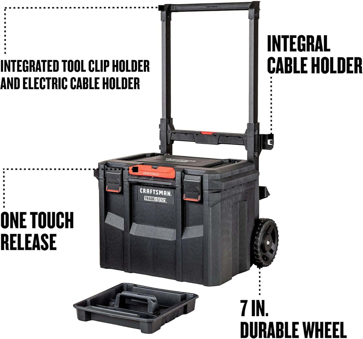 CRAFTSMAN TRADESTACK System 22.5-in Black Structural Foam Lockable Rolling Tool Box (CMST21445)