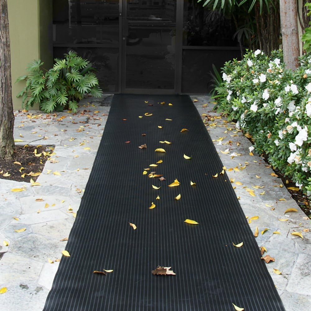 Rubber-Cal Composite-Rib Corrugated Rubber Floor Mat Roll, 1/8 in Thick x 3 ft x 4 ft, Black