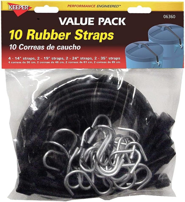 Keeper EPDM Rubber Strap Assorted, 10-Pack (14", 19", 24", 35")