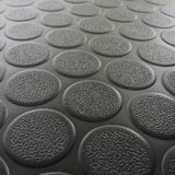 Rubber-Cal "Coin-Grip" Anti-Slip Rubber Mat, 2mm x 4ft x 4ft Rolled Rubber, Black