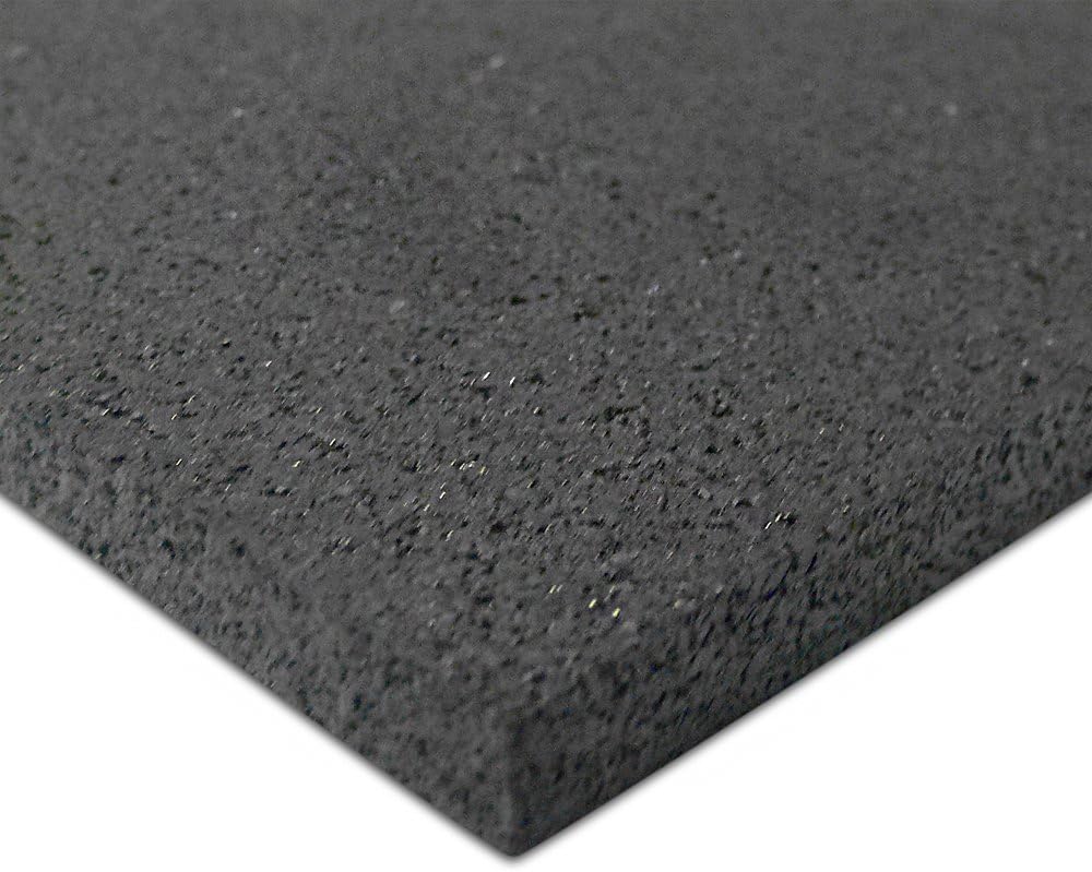 Rubber-Cal "Recycled Flooring" Black Rubber Mat, 1/4 in. x 4 ft. x 4 ft.