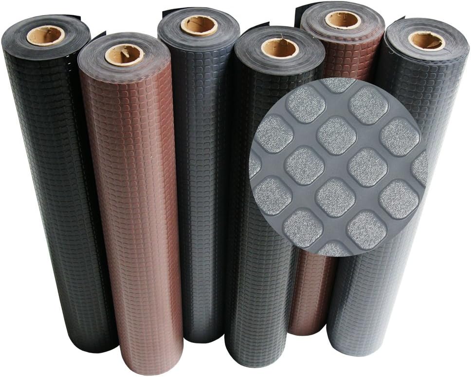Rubber-Cal "Block-Grip" 4 ft. x 20 ft. Dark Gray Commercial PVC Flooring