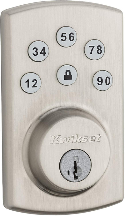 Kwikset Powerbolt2 Satin Nickel Single Cylinder Electronic Deadbolt Featuring SmartKey Security - Hardwarestore Delivery