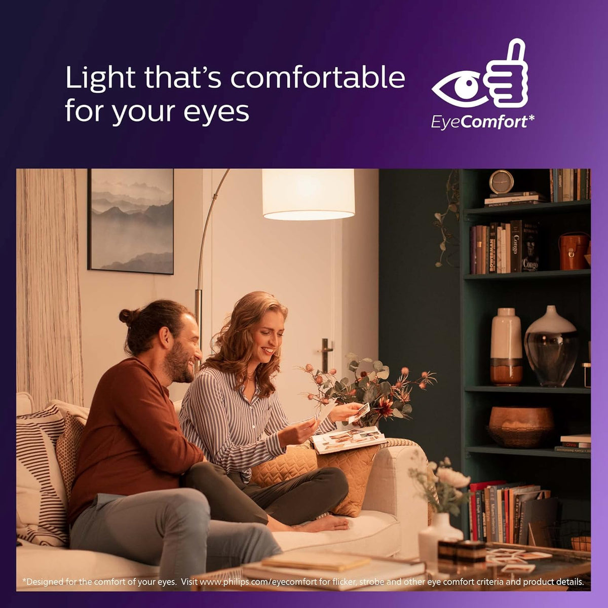 Philips 60W Equivalent A19 LED Bulb, Dimmable, High CRI 90+, Soft White 2700K, 800 Lumens, Medium Base (E26), 4-Pack
