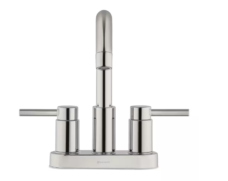 Dorind 4 in. Centerset Double Handle High-Arc Bathroom Faucet in Polished Nickel