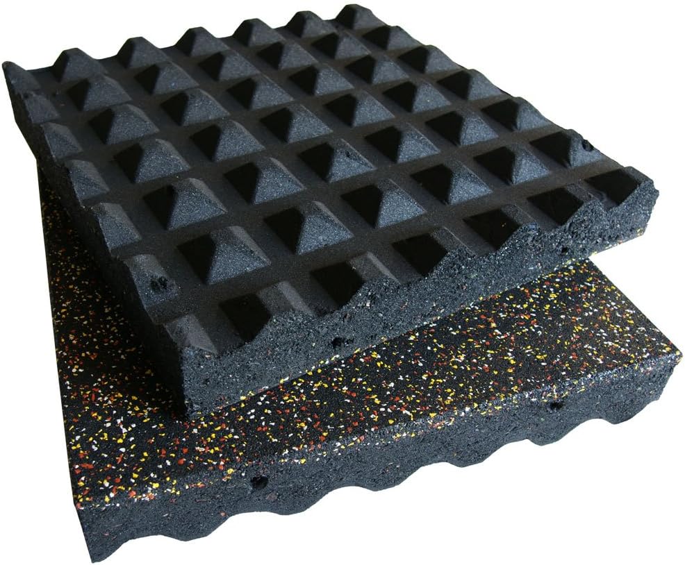 Rubber-Cal Eco-Safety Interlocking Playground Tile, 3" Thick, 19.5" x 19.5", Blue/White Speckled, Single Tile Covers 2.77 sq. ft.