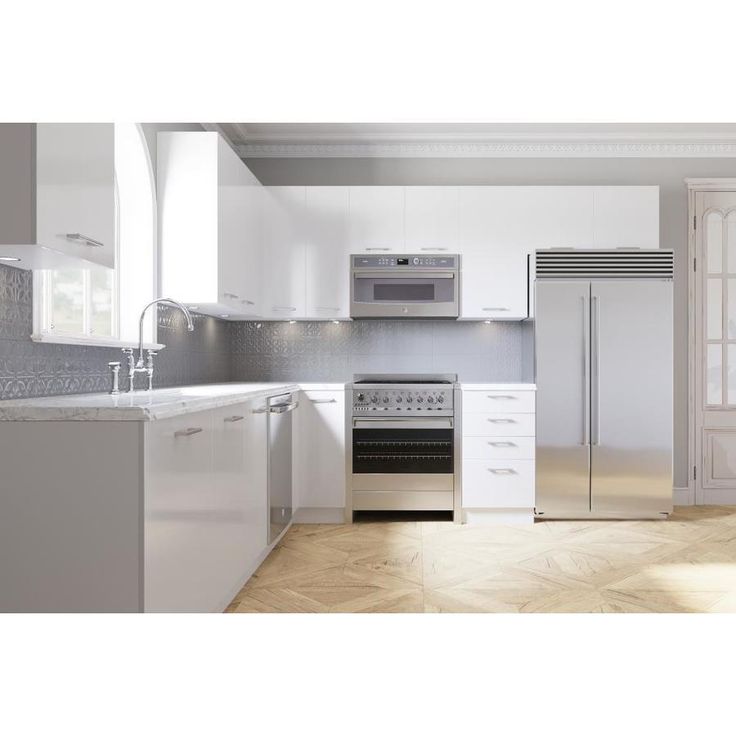 Cambridge 24-in W x 36-in H x 12-in D Glossy White Engineered Wood Door Wall Stock Cabinet