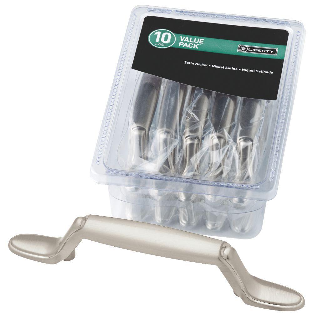 Decorative 3 in. (76mm) Center-to-Center Satin Nickel Spoon Foot Drawer Pull (10-Pack) - Super Arbor