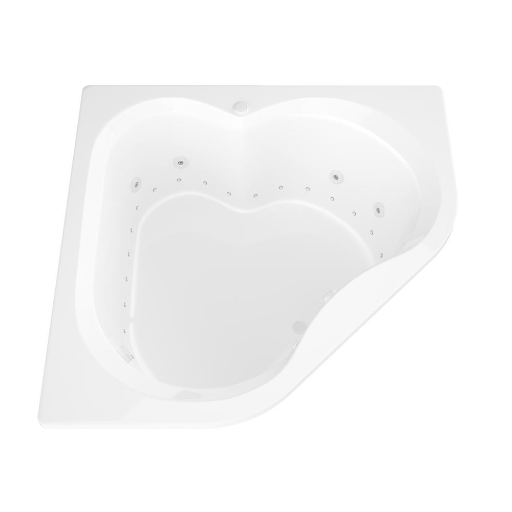 Beryl 5 ft. Acrylic Corner Drop-in Whirlpool Air Bathtub in White - Super Arbor