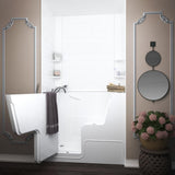 NOVA Heated Wheelchair Accessible 4.5 ft. walk-in bathtub with 6 in. Tile Easy Up Adhesive Wall Surround in White - Super Arbor