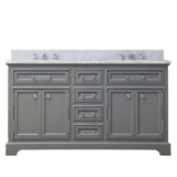 72 in. W x 21.5 in. D x 34 in. H Vanity in Cashmere Grey with Marble Vanity Top in Carrara White