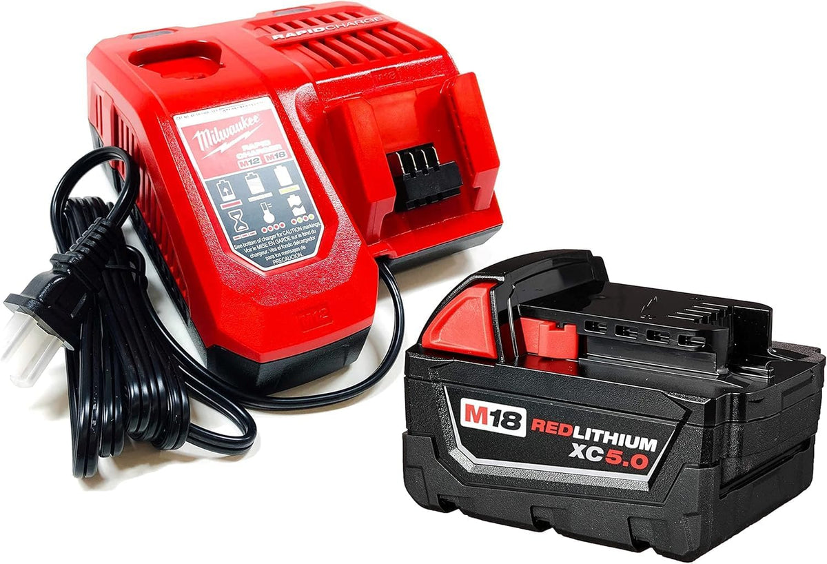 Milwaukee M18 18-Volt 5.0Ah REDLITHIUM XC Batteries and Charger (3-Pack)