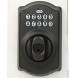 Camelot Keypad Electronic Door Lock Deadbolt and Georgian Knob in Aged Bronze - Super Arbor