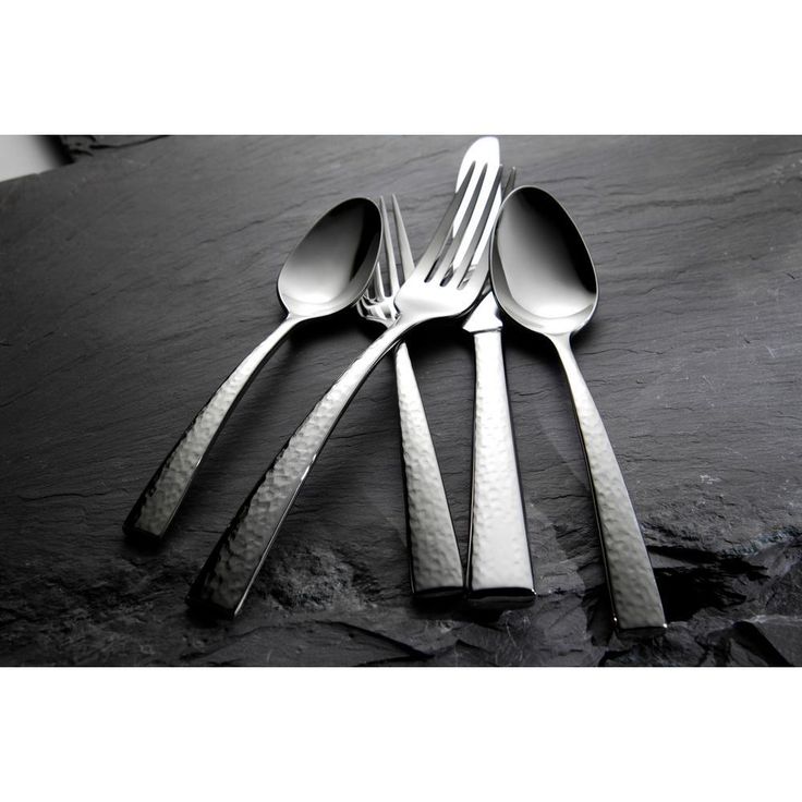 Chef's Table Hammered 18/0 Stainless Steel Bouillon Spoons (Set of 12)