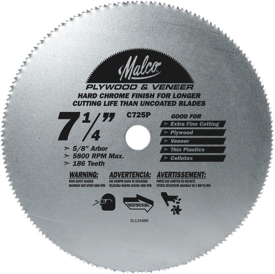 Malco Circular Saw Blade for Vinyl 7-1/4" 186T