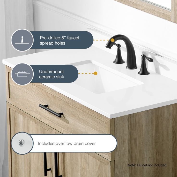 Style Selections Dolton 36-in Natural Oak Undermount Single Sink Bathroom Vanity with White Engineered Stone Top