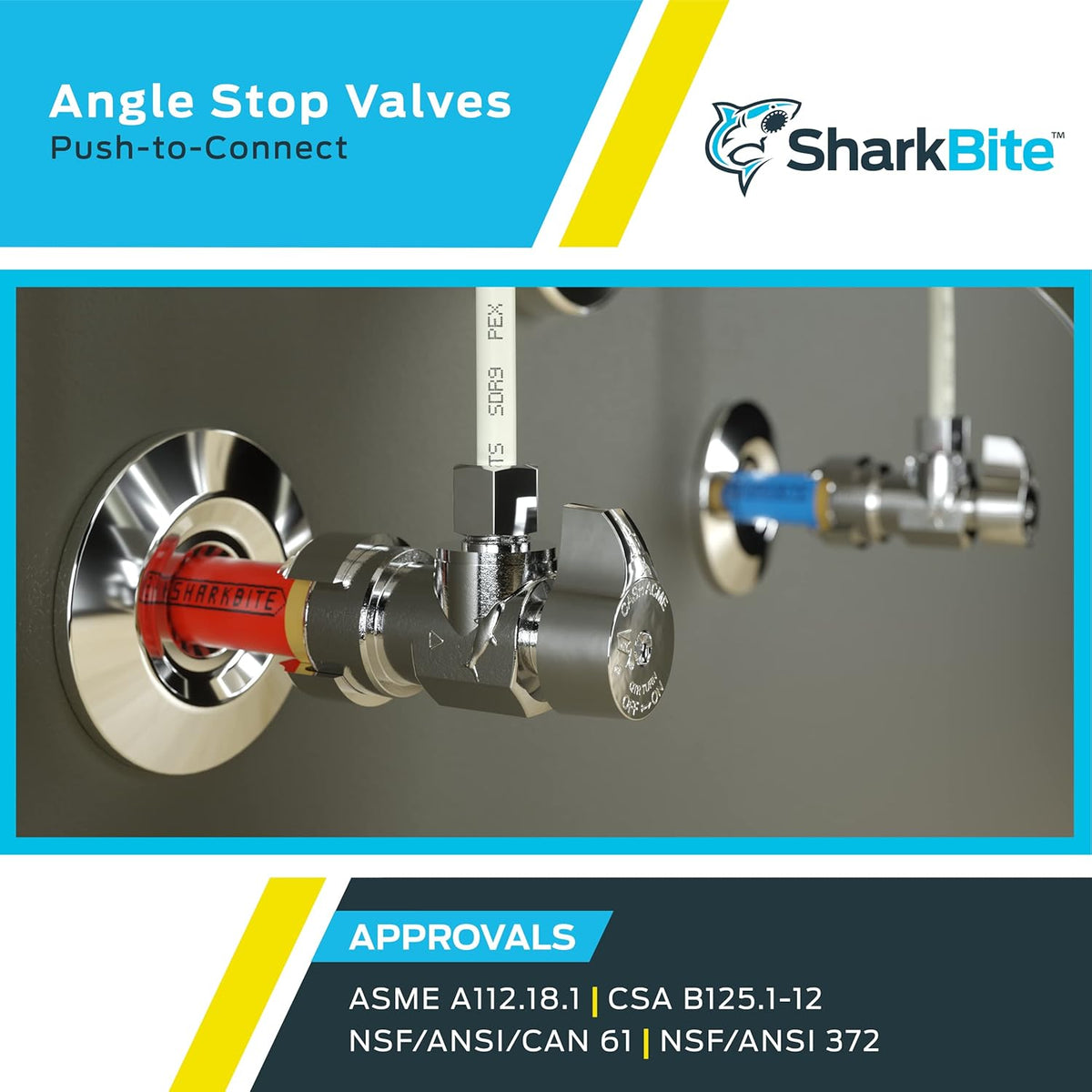 SharkBite Brass 1/2-in Push-to-Connect x 1/4-in OD Compression Quarter Turn Angle Valve