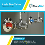 SharkBite Brass 1/2-in Push-to-Connect x 1/4-in OD Compression Quarter Turn Angle Valve