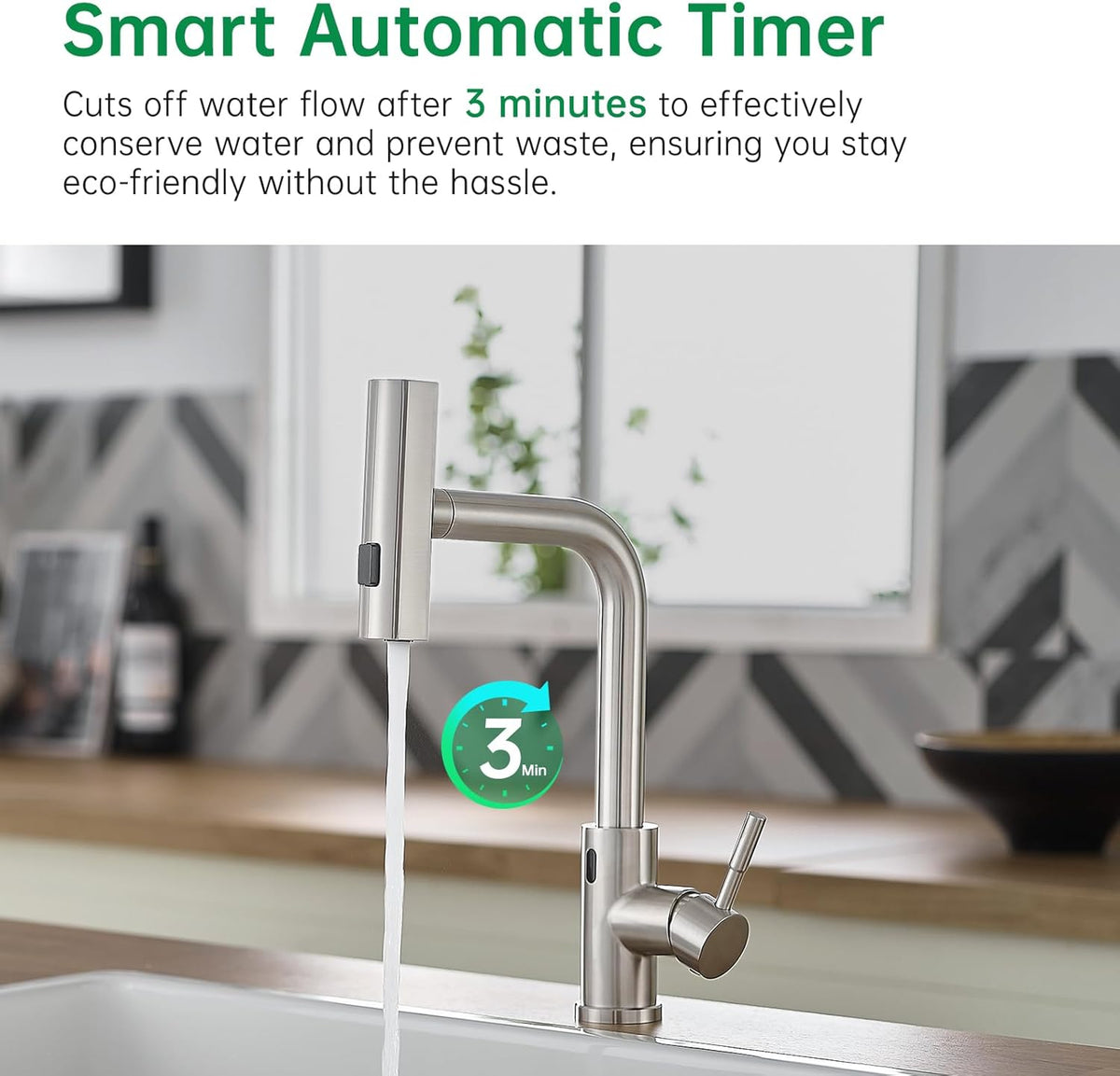 Cenosa Touchless Kitchen Faucet with Motion Sensor and Pull Down Sprayer, Brushed Nickel