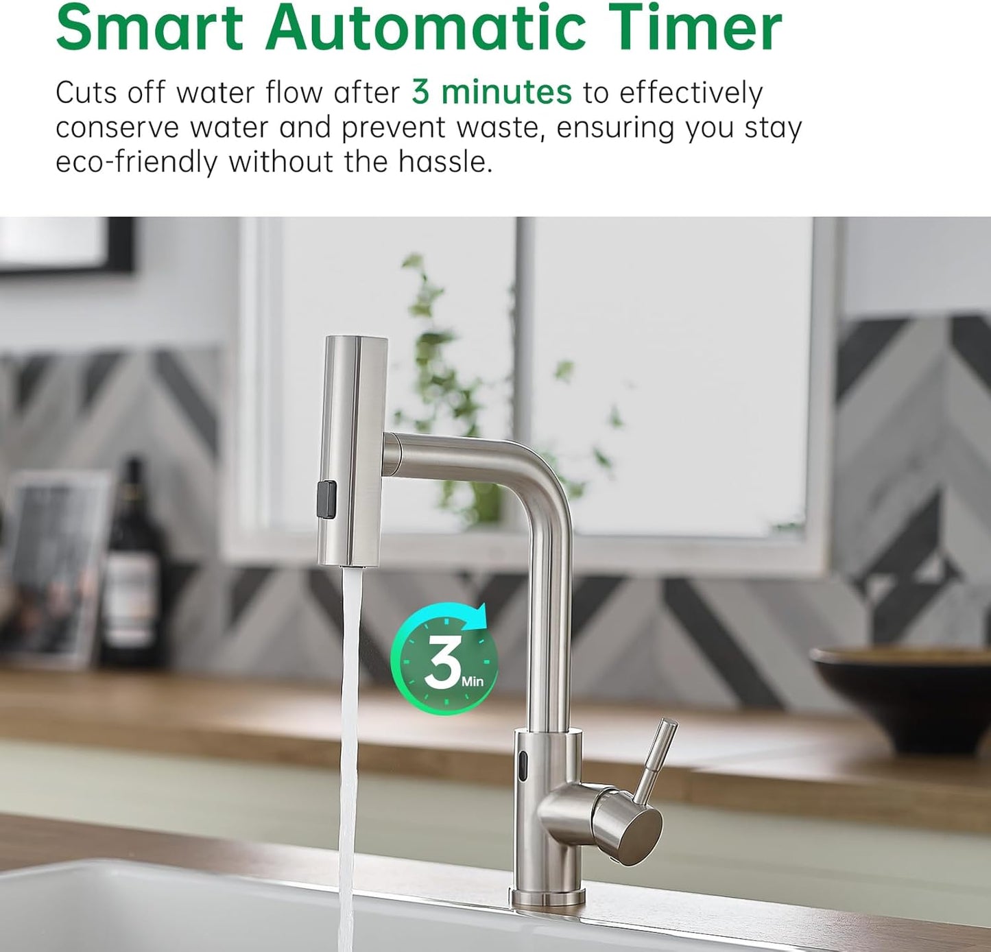 Cenosa Touchless Kitchen Faucet with Motion Sensor and Pull Down Sprayer, Brushed Nickel