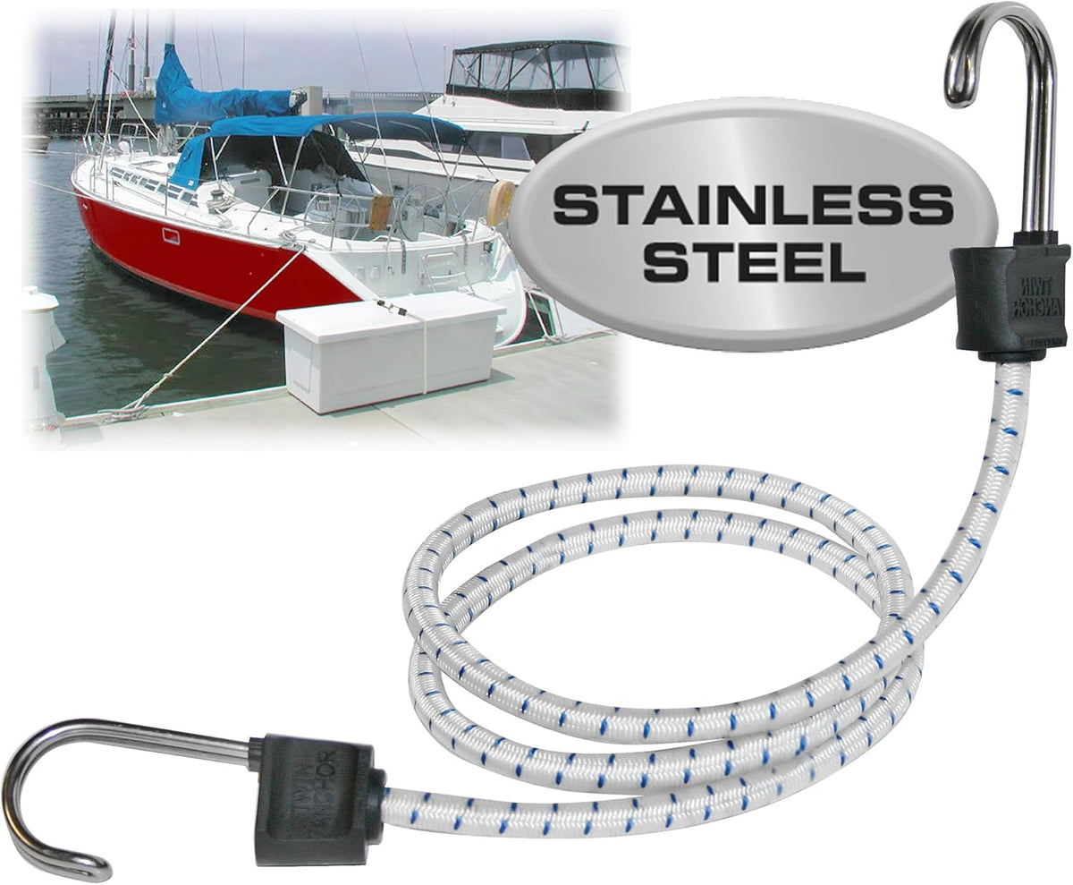 Keeper 40 in. Marine Twin Anchor Bungee Cord with Stainless Steel Hooks, 10-Pack