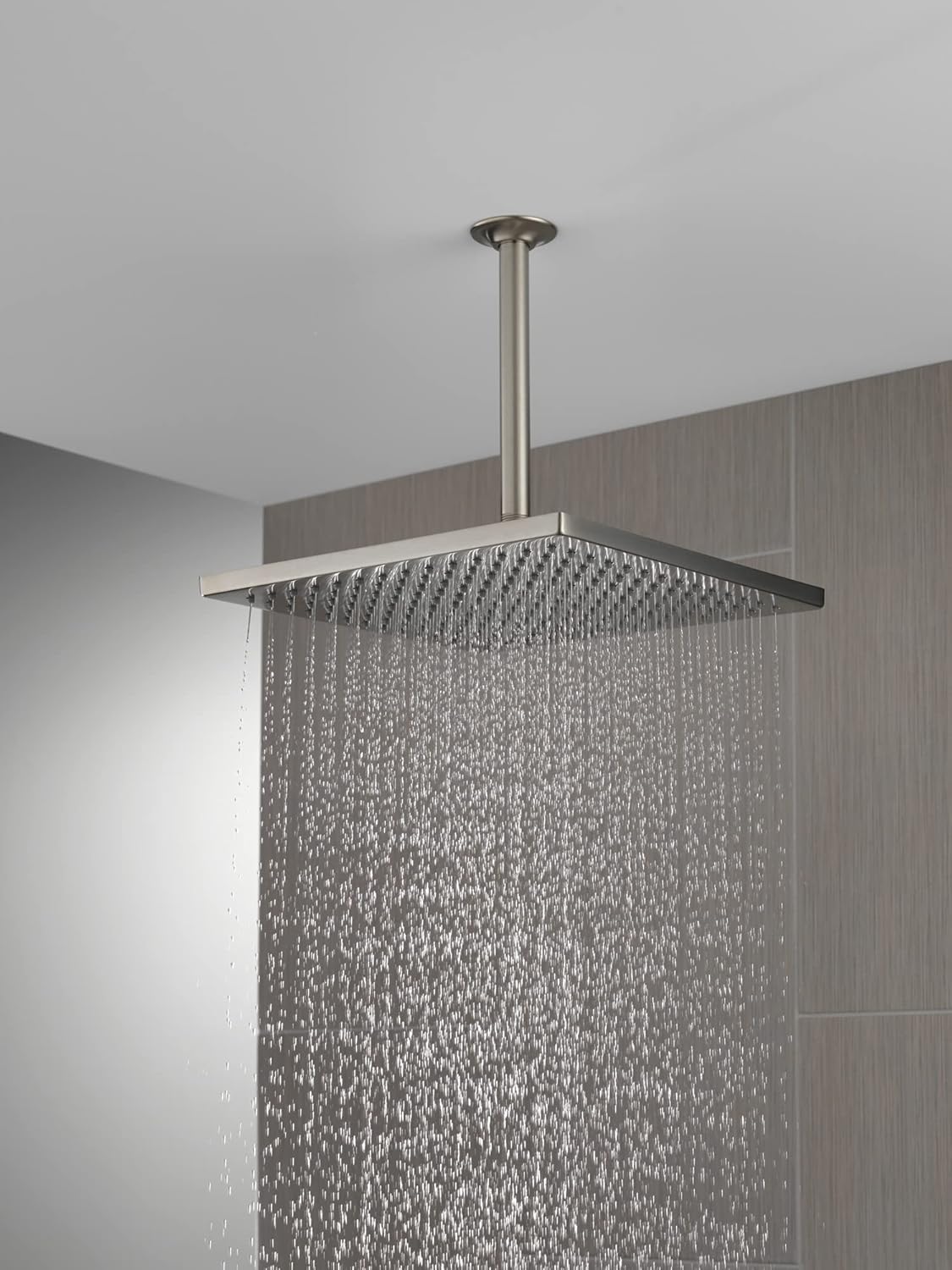 Delta Universal Showering Components Stainless 1-Spray Rain Shower Head, 2.5 GPM (9.5 LPM), Square, Lumicoat Stainless, 52159-SS-PR25