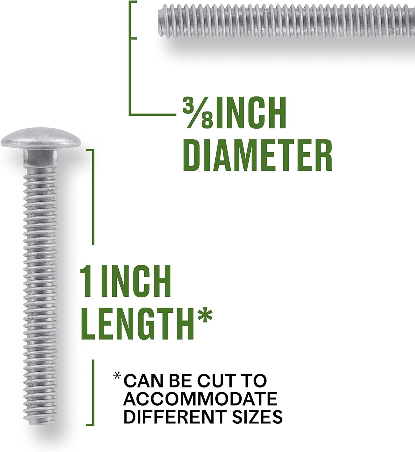 Hillman 3/8 in. x 1 in. Hot-Dipped Galvanized Steel Carriage Bolts, 100-Pack