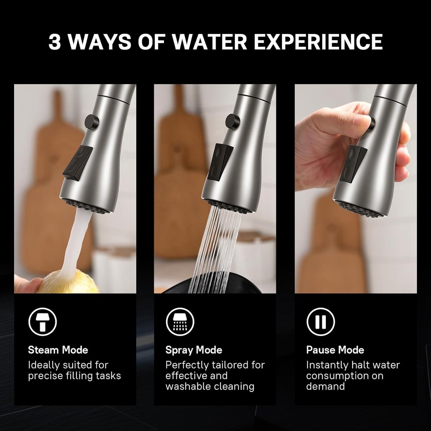 WEWE Single Handle High Arc Brushed Nickel Kitchen Faucet with Pull Down Sprayer