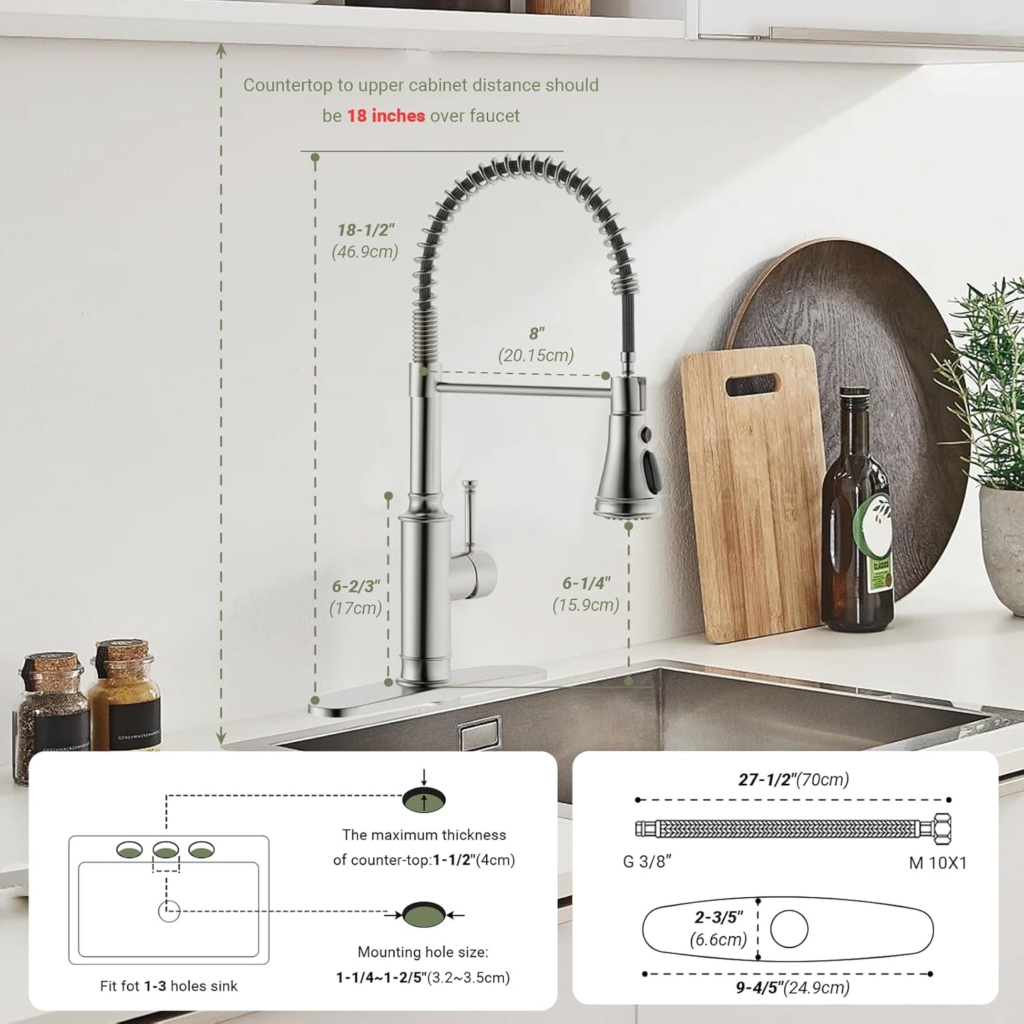 BLYLUND Commercial Kitchen Faucet with Pull Down Sprayer, Brushed Nickel