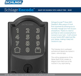 Schlage Century Matte Black Electronic Keyless Door Lock with Latitude Lever, FE695 CEN 622 LAT
