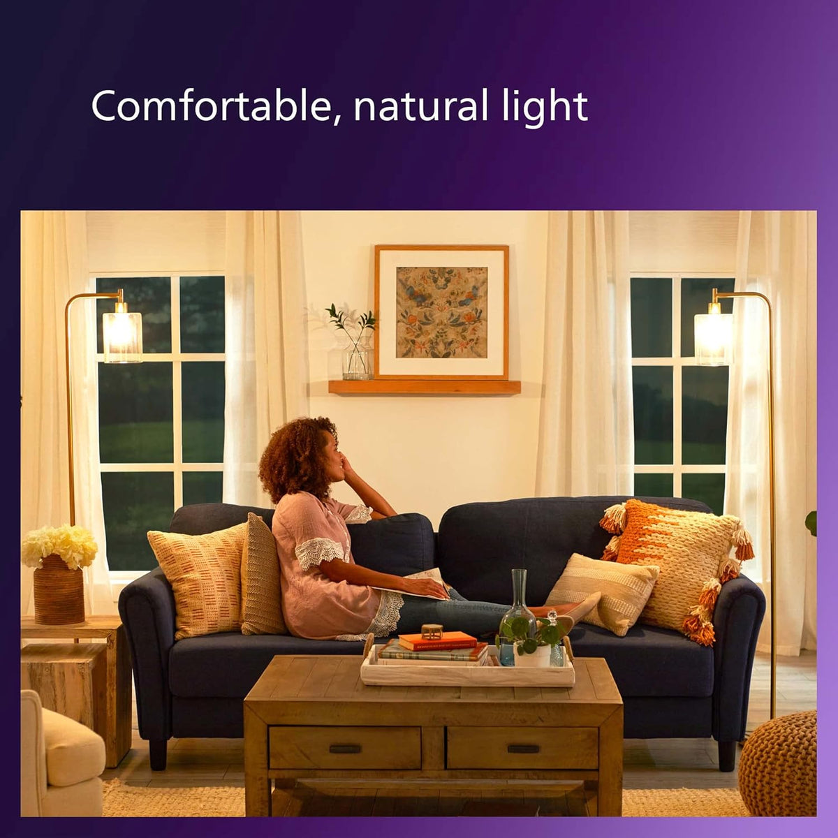 Philips 60W Equivalent A19 LED Bulb, Dimmable, High CRI 90+, Soft White 2700K, 800 Lumens, Medium Base (E26), 4-Pack