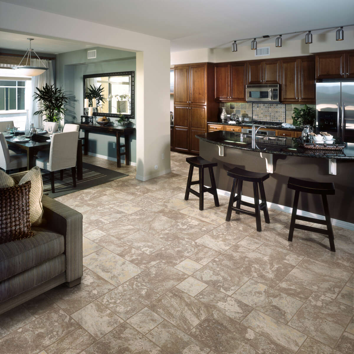 Congoleum AirStep Evolution Terrace Sheet Vinyl, 12-ft W, Cut-to-Length, Corn Silk, Stone Look, Low-Gloss Finish