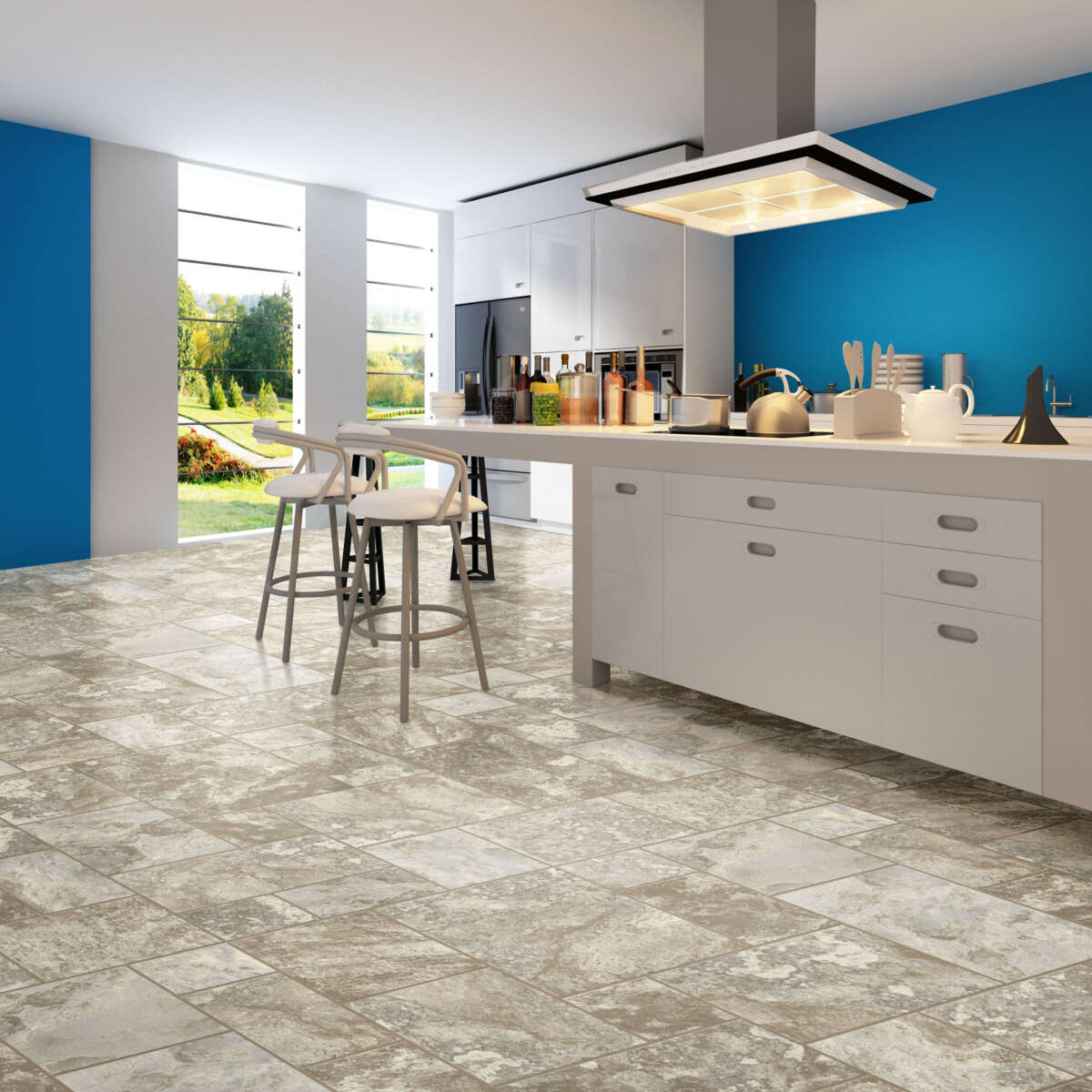 Congoleum AirStep Evolution Terrace 12-ft W x Cut-to-Length Cashmere Stone Look Low-Gloss Finish Sheet Vinyl
