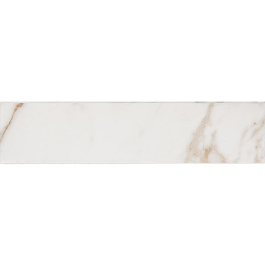 STAINMASTER Bullnose Calacatta Gem 3-in x 12-in Matte Porcelain Marble look Floor and Wall Tile product image
