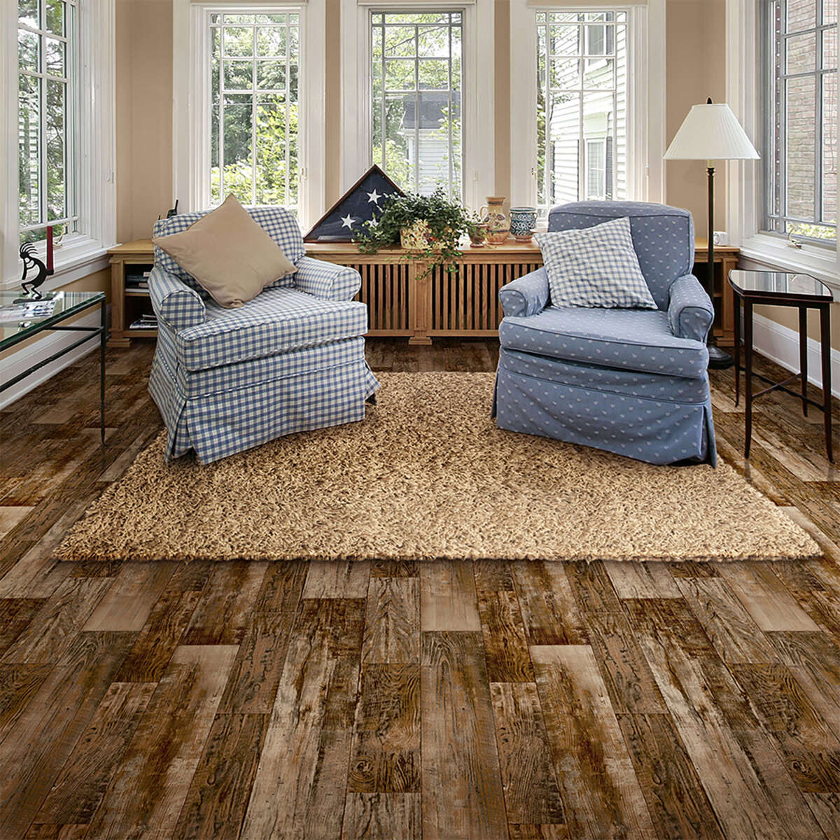 Congoleum AirStep Evolution Colonial Plank 12-ft W x Cut-to-Length Wagon Wheel Wood Look Low-Gloss Finish Sheet Vinyl