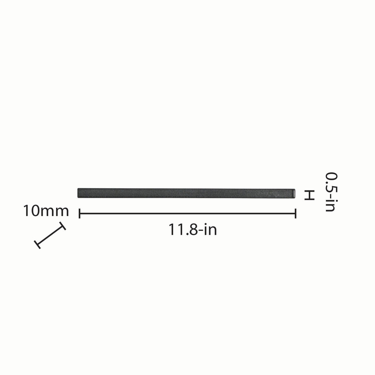 Elida Ceramica Black Glass Pencil Liner Tile, Glossy, 12-in x 11-in (Actual 11.81-in x 0.51-in)