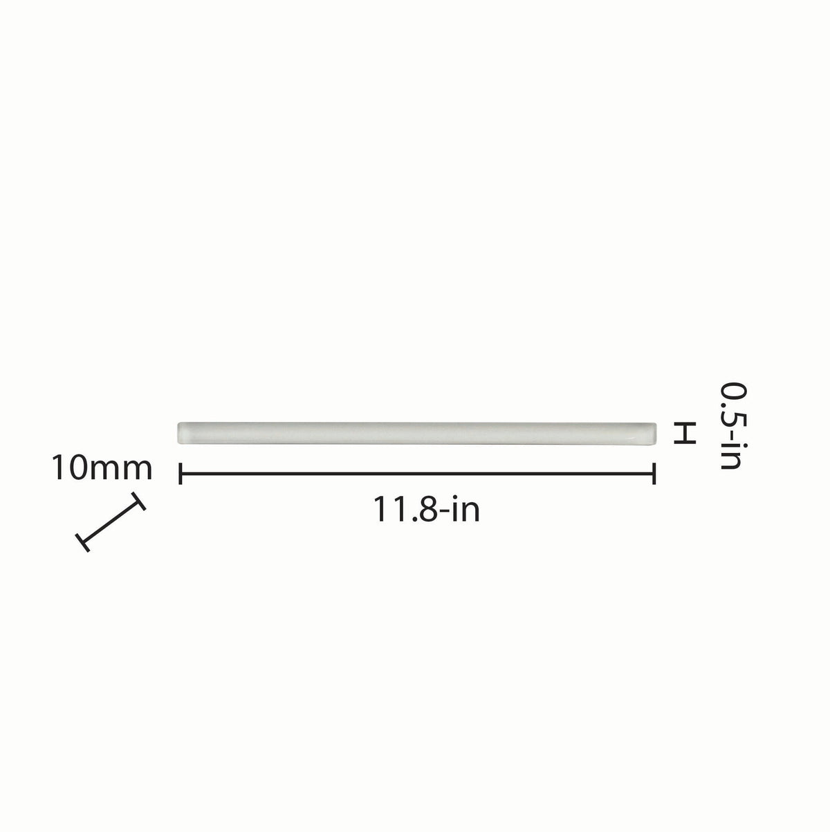 Elida Ceramica White Glass Pencil Liner Tile, Glossy – 11.81 in L x 0.51 in W x 10 mm T