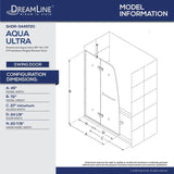 DreamLine Aqua Ultra 45 in. W x 72 in. H Semi-Frameless Hinged Shower Door, Brushed Nickel