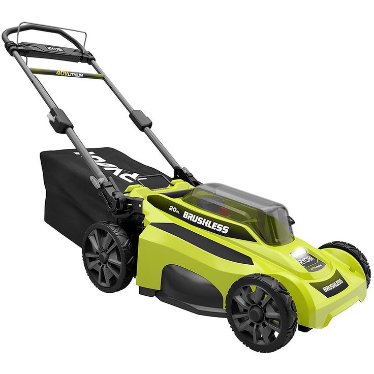 RYOBI 20 in. 40-Volt Lithium-Ion Brushless Cordless Battery Walk Behind Push Lawn Mower & Trimmer w/6.0 Ah Battery & Charger