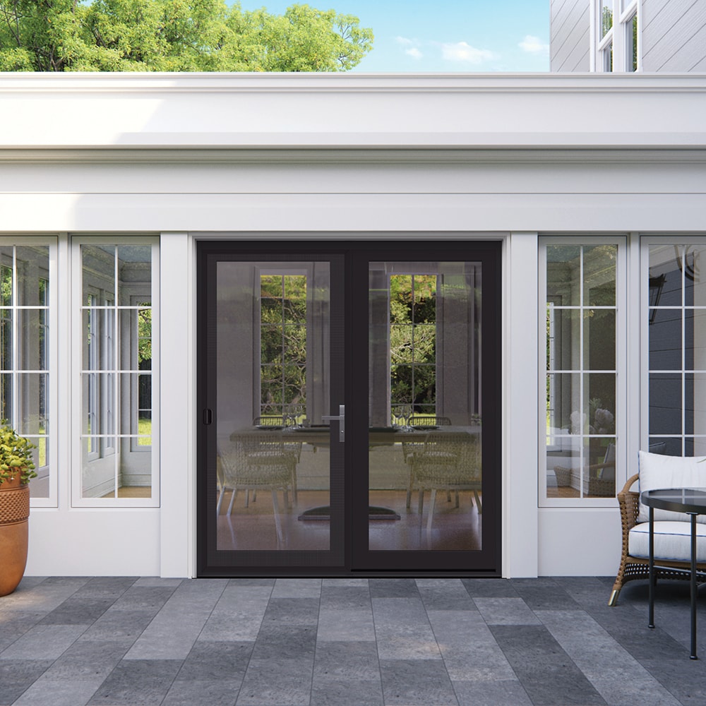 JELD-WEN 72-in x 80-in Fiberglass French, Left-hand inswing – installed room view