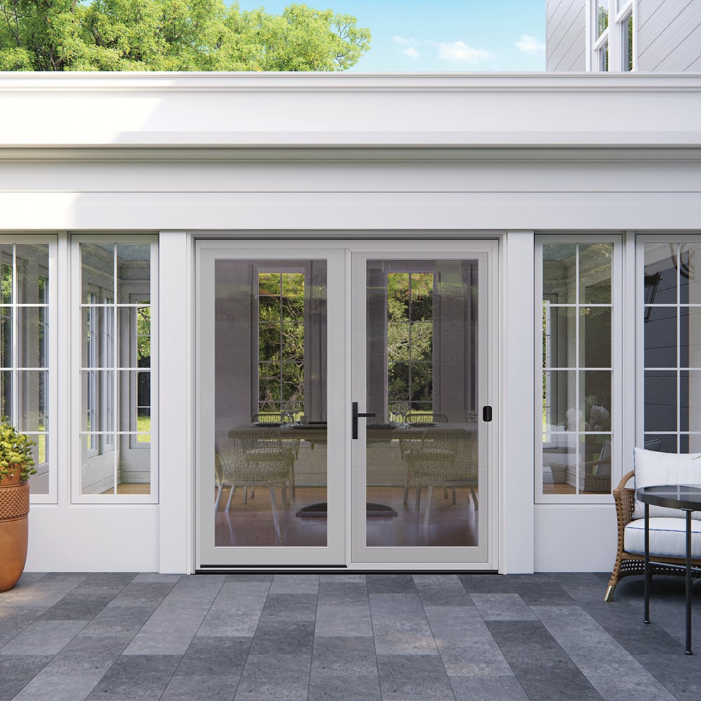 JELD-WEN 60-in x 80-in Fiberglass French, Right-hand inswing – installed room view