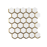 Jeffrey Court Karats White 10.625 in. x 11.125 in. x 8 mm Hexagon Natural Stone/Metal Wall and Floor Mosaic Tile