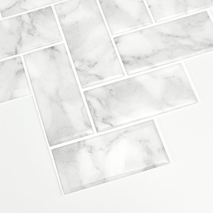 InHome Herringbone Carrara 10 in. x 10 in. Peel and Stick Resin Backsplash Tiles (4-Pack)