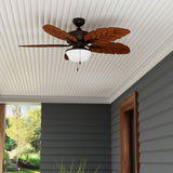 Harbor Breeze Waveport 52-in Weathered Bronze Indoor/Outdoor Ceiling Fan with Light Kit, 5 Blades