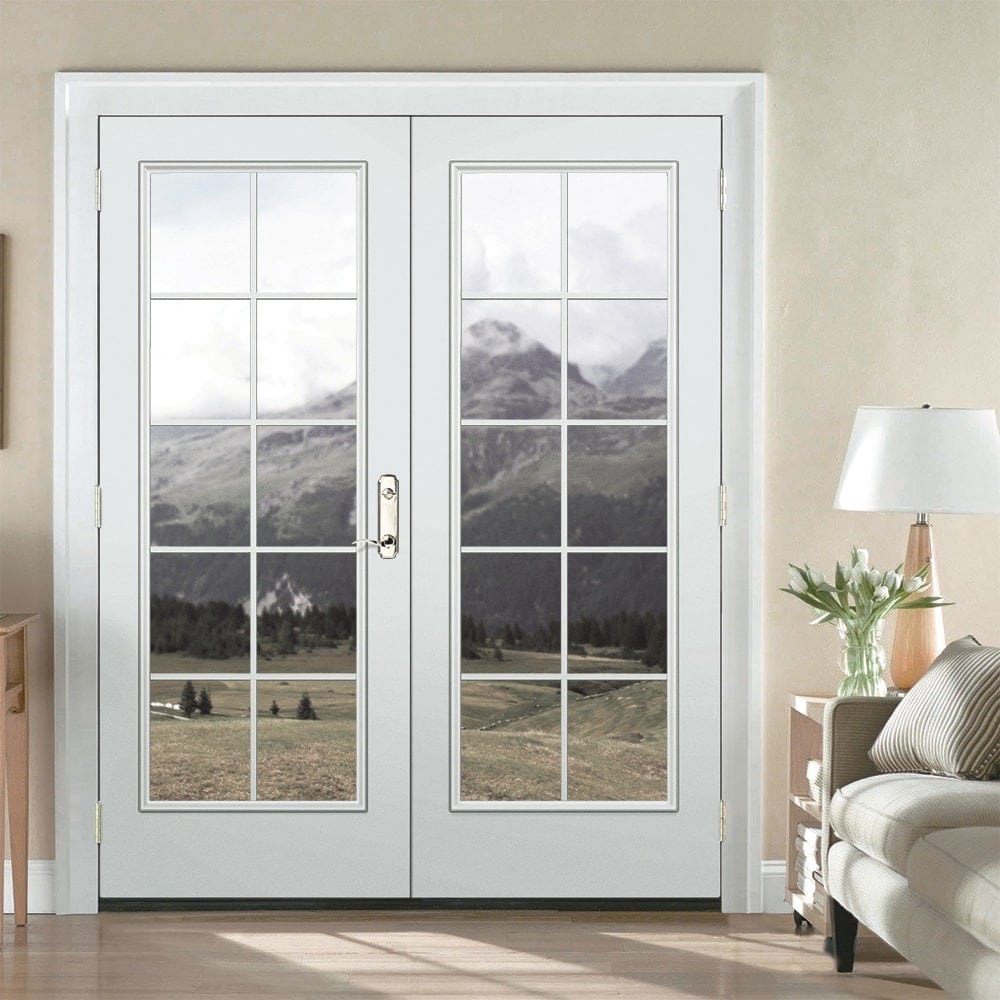 JELD-WEN 72-in x 80-in Steel French, Right-hand inswing – installed room view