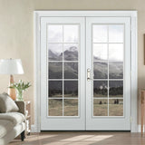 JELD-WEN 60-in x 80-in 4-9/16-in Low-E External Grilles Primed Steel French Left-Hand Inswing Double Patio Door