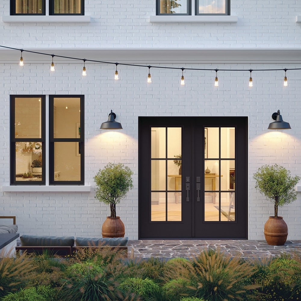JELD-WEN 72-in x 80-in Steel French, Left-hand inswing – installed room view